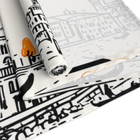 Venice Italy Table Runner, Doodle Skyline, Minimal Line Art Tablecloth