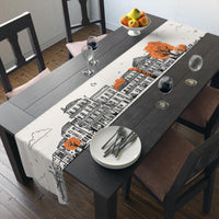 New Orleans Louisiana Table Runner, Doodle Skyline, Minimal Line Art Tablecloth