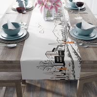 Calgary Canada Table Runner, Doodle Skyline, Minimal Line Art Tablecloth
