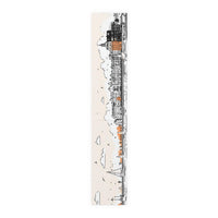 Copenhagen Denmark Table Runner, Doodle Skyline, Minimal Line Art Tablecloth