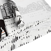 Nairobi Kenya Table Runner, Doodle Skyline, Minimal Line Art Tablecloth