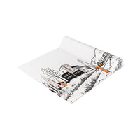 Calgary Canada Table Runner, Doodle Skyline, Minimal Line Art Tablecloth