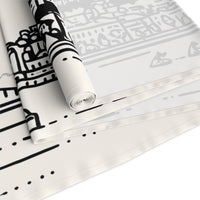 Budapest Hungary Table Runner, Doodle Skyline, Minimal Line Art Tablecloth