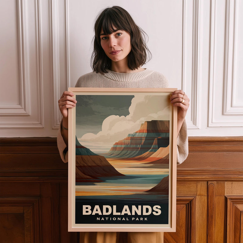 Badlands2 National Park Vintage Poster Wall Art, Travel Print, Hiking Decor