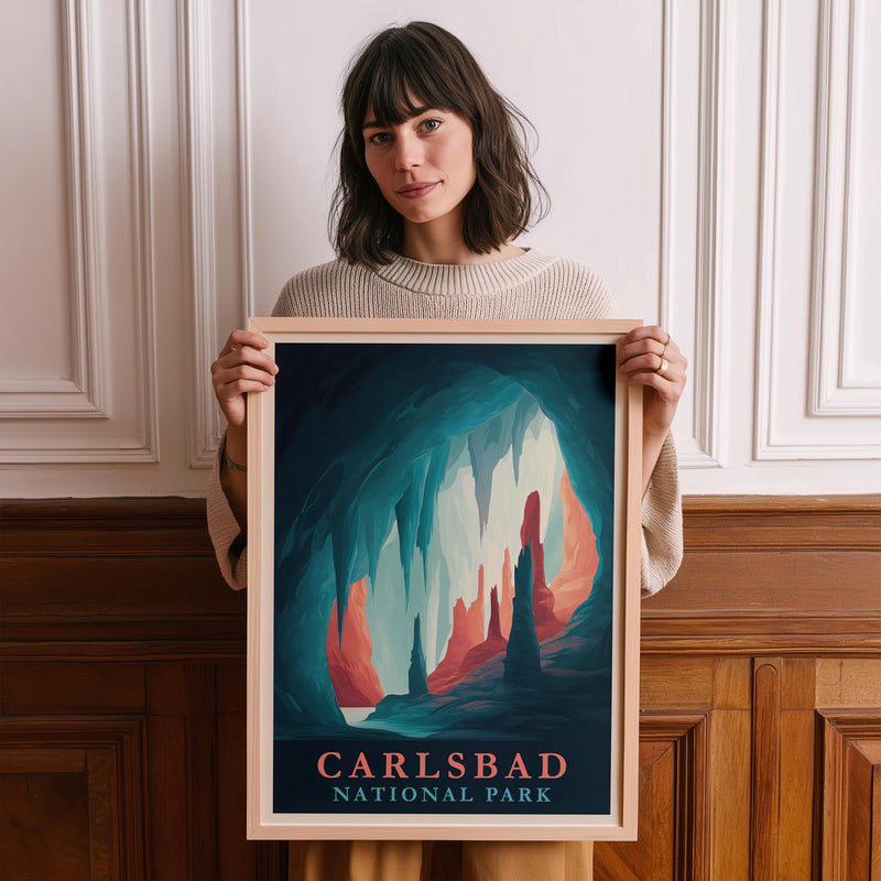 Carlsbad Caverns National Park Vintage Poster Wall Art, Travel Print, Hiking Decor