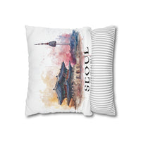 Seoul South Korea Pillowcase Watercolor Throw Pillow Case