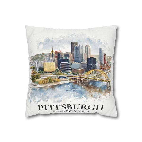 Pittsburgh Pennsylvania Pillowcase Watercolor Throw Pillow Case