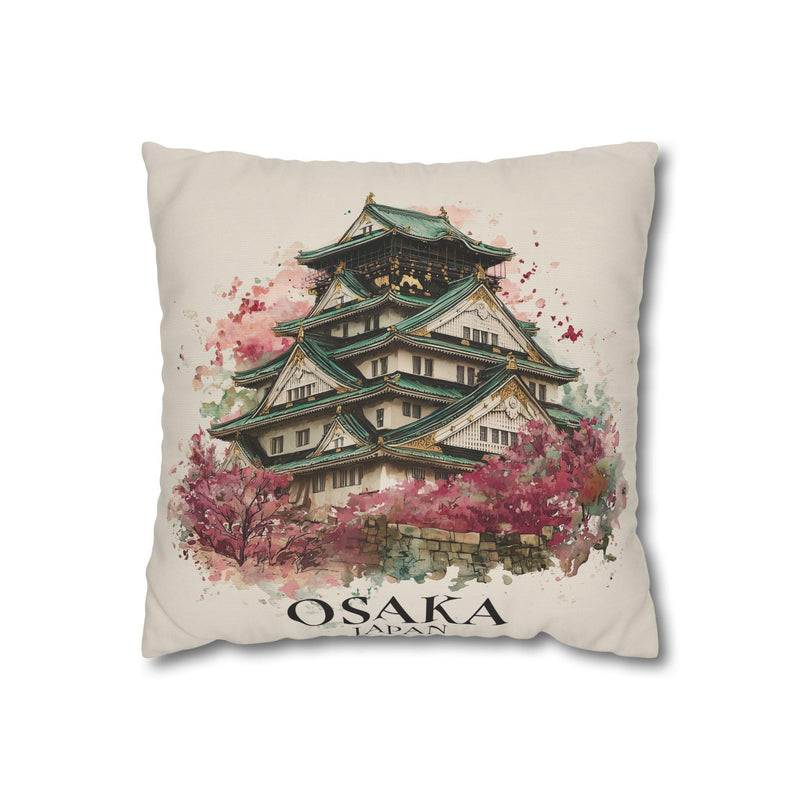 Osaka Japan Pillowcase Watercolor Throw Pillow Case