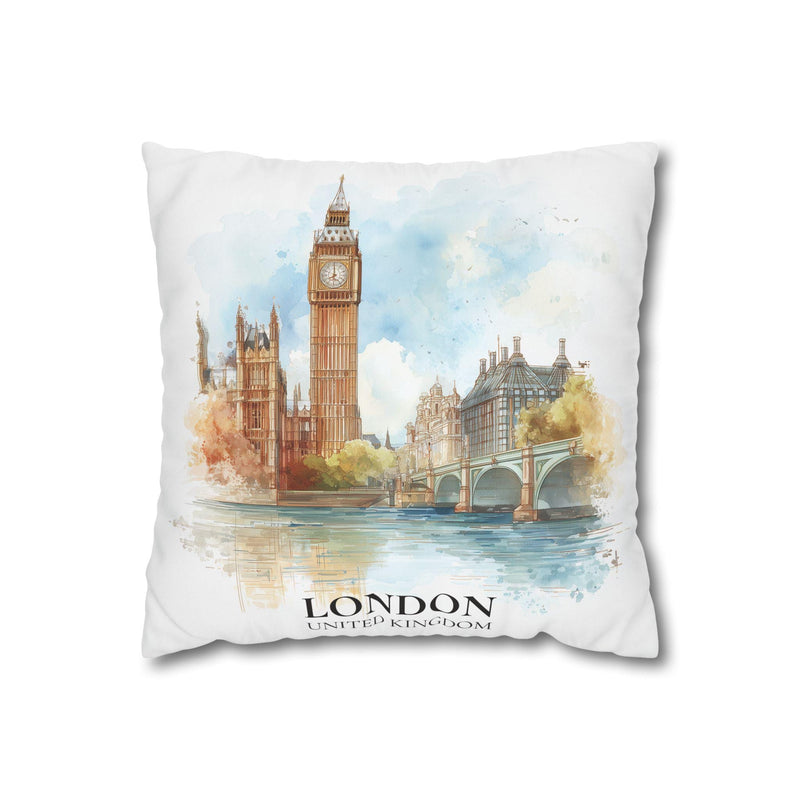 London United Kingdom Pillowcase Watercolor Throw Pillow Case