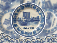 Singapore Sticker Vintage Delft style Vinyl, Delftware Decal Waterproof, Blue Country Travel Kindle Journal Sticker