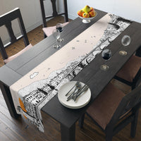 Verona Italy Table Runner, Doodle Skyline, Minimal Line Art Tablecloth