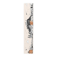 Salzburg Austria Table Runner, Doodle Skyline, Minimal Line Art Tablecloth