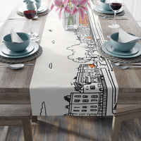 Dublin Ireland Table Runner, Doodle Skyline, Minimal Line Art Tablecloth