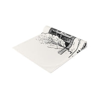 Bruges Belgium Table Runner, Doodle Skyline, Minimal Line Art Tablecloth