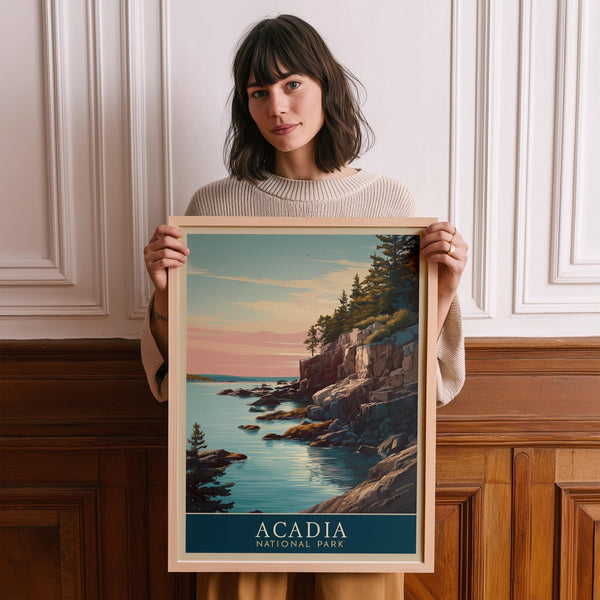 Acadia National Park Vintage Poster Wall Art, Travel Print, Hiking Decor