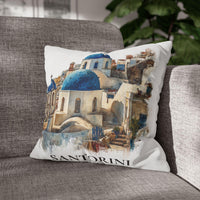 Santorini Greece Pillowcase Watercolor Throw Pillow Case