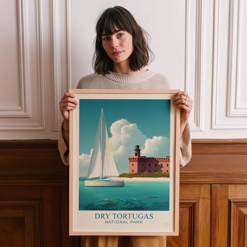 Dry Tortugas2 National Park Vintage Poster Wall Art, Travel Print, Hiking Decor
