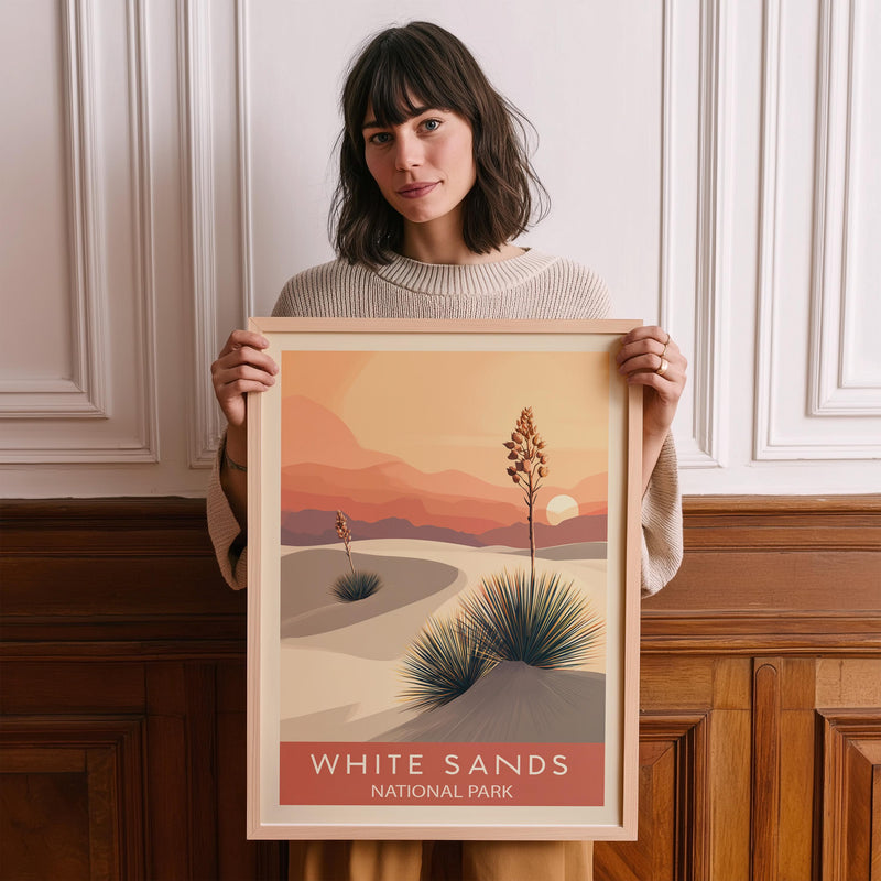 White Sands National Park Vintage Poster Wall Art, Travel Print, Hiking Decor