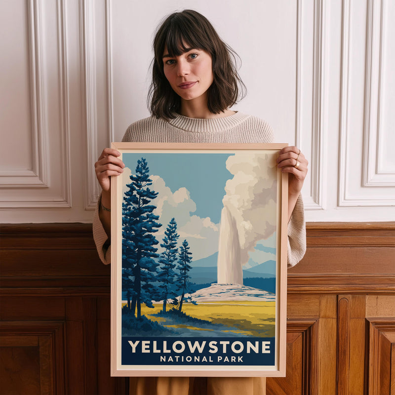 Yellowstone National Park Vintage Poster Wall Art, Travel Print, Hiking Decor