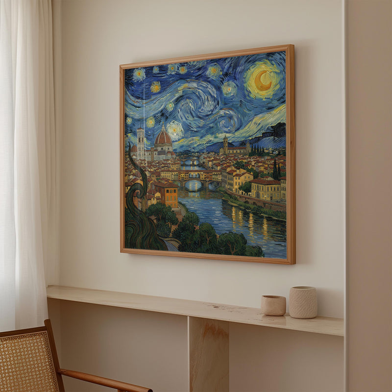 Florence Italy Starry Night Wall Art, Van Gogh Print, Travel Gift Home Decor