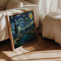 Reykjavik Iceland Starry Night Wall Art, Van Gogh Print, Travel Gift Home Decor