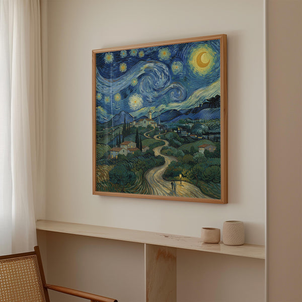 Tuscany Italy Starry Night Wall Art, Van Gogh Print, Travel Gift Home Decor