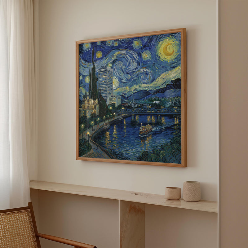 Wilmington Delaware Starry Night Wall Art, Van Gogh Print, Travel Gift Home Decor