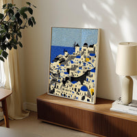 Santorini Wall Art Print, Pop Art Modern Greece Large Size Poster Travel Gift Canvas