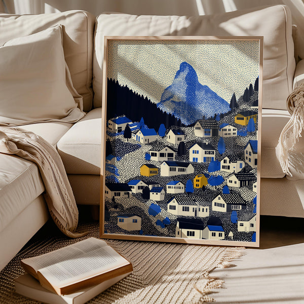 Zermatt Switzerland Wall Art Print, Pop Art Large Size Poster Gift Canvas Swiss Alps