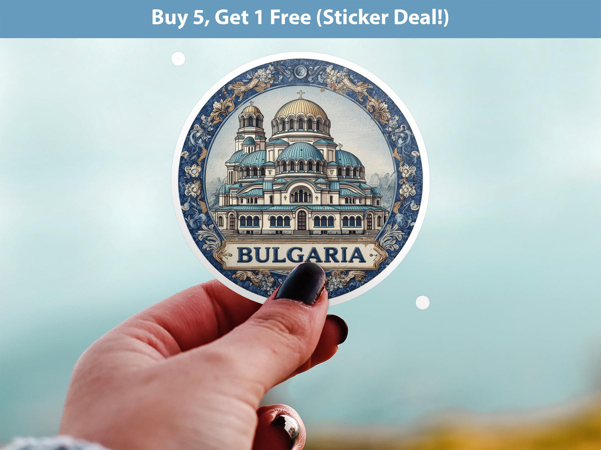 Bulgaria Sticker Vintage Delft style Vinyl, Delftware Decal Waterproof, Blue Country Travel Kindle Journal Sticker