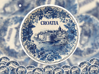 Croatia Sticker Vintage Delft style Vinyl, Delftware Decal Waterproof, Blue Country Travel Kindle Journal Sticker