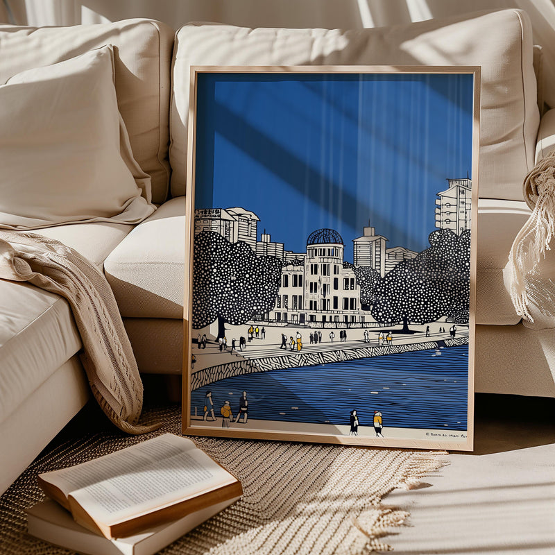 Hiroshima Wall Art Print, Pop Art Modern Poster Japan Travel Gift Canvas