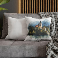 Lake Bled Slovenia Pillowcase Watercolor Throw Pillow Case