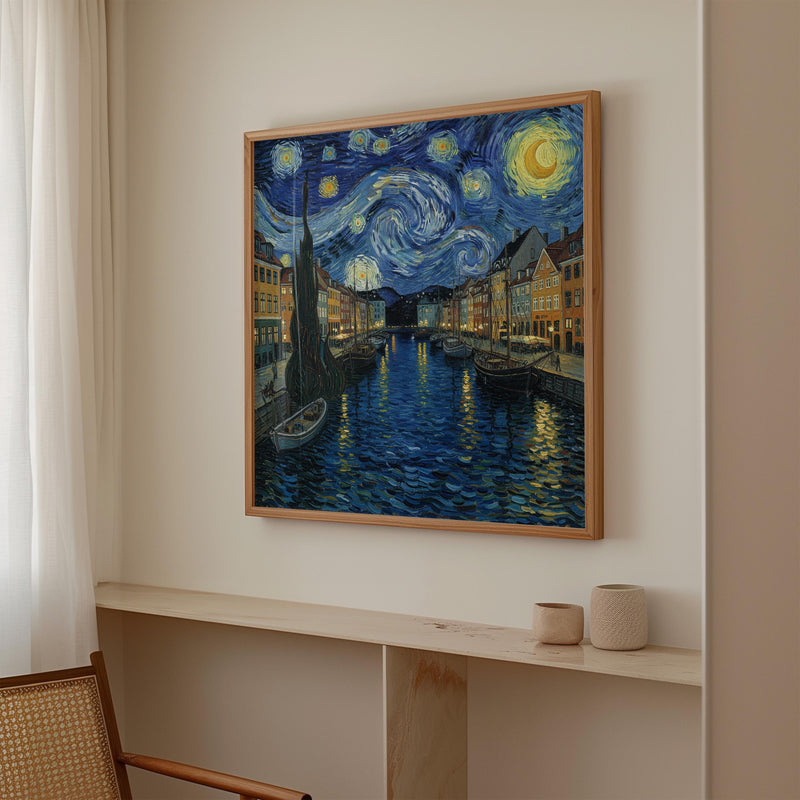 Copenhagen Denmark Starry Night Wall Art, Van Gogh Print, Travel Gift Home Decor