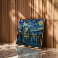 Kobe Japan Starry Night Wall Art, Print, Japanese Travel Gift Home Decor