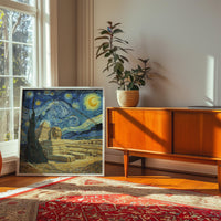 Giza Pyramids Egypt Starry Night Wall Art, Van Gogh Print, Travel Gift Home Decor