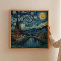 Kyoto Japan Starry Night Wall Art, Print, Japanese Travel Gift Home Decor