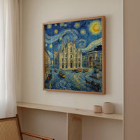 Milan Italy Starry Night Wall Art, Van Gogh Print, Travel Gift Home Decor