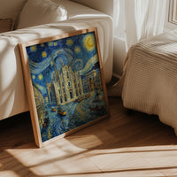 Milan Italy Starry Night Wall Art, Van Gogh Print, Travel Gift Home Decor