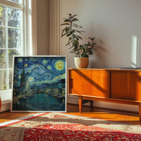 Reykjavik Iceland Starry Night Wall Art, Van Gogh Print, Travel Gift Home Decor