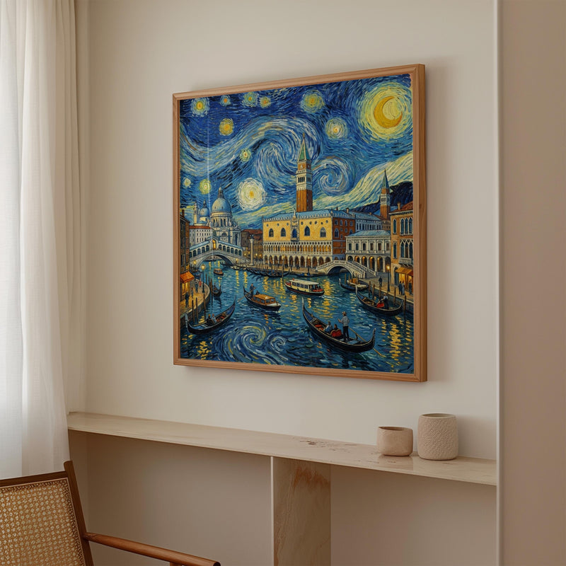 Venice Italy Starry Night Wall Art, Van Gogh Print, Travel Gift Home Decor