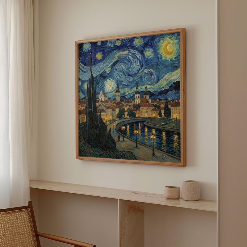 Vilnius Lithuania Starry Night Wall Art, Van Gogh Print, Travel Gift Home Decor