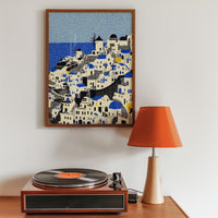 Santorini Wall Art Print, Pop Art Modern Greece Large Size Poster Travel Gift Canvas