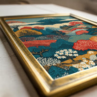 Mount Fuji Wall Art, Modern Japanese Landscape Painting, Colorful Canvas Print, Ukiyo-e Japandi Style