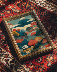 Mount Fuji Wall Art, Modern Japanese Landscape Painting, Colorful Canvas Print, Ukiyo-e Japandi Style