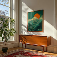 Emerald Waves of Fuji Wall Art, Japanese Ukiyo-e Print on Wood, Ocean Landscape Print