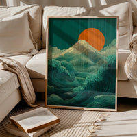 Emerald Waves of Fuji Wall Art, Japanese Ukiyo-e Print on Wood, Ocean Landscape Print