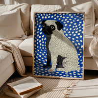 Pug  Polka Dot Wall Art, Pop Art Dog Modern Canvas Animal Print Gift Decor
