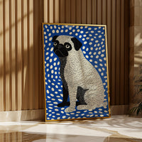 Pug  Polka Dot Wall Art, Pop Art Dog Modern Canvas Animal Print Gift Decor