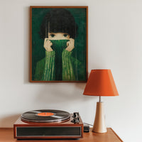 Emerald Green Woman Wall Art Print: Abstract Minimalist Japandi Home Decor